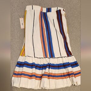 New York & Company A-Line Skirt with Blue, Orange, and White Stripes